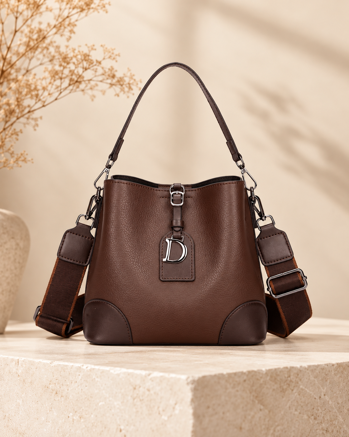 Elara Color-Block tas – bruin – vooraanzicht