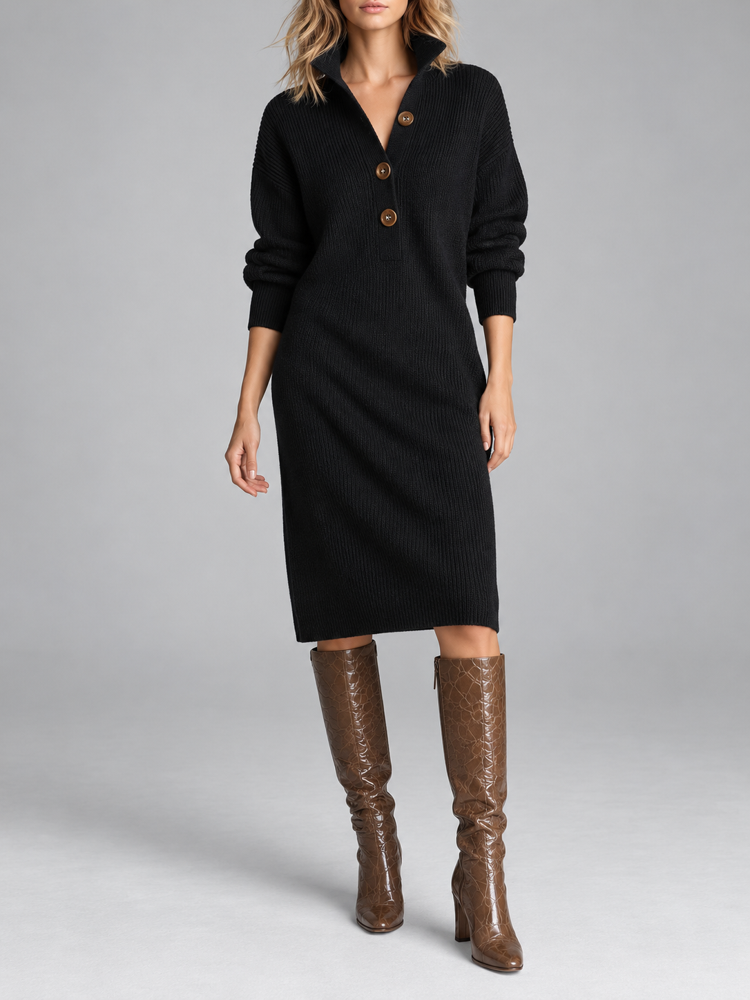 Norlyn™ | Chique Geribde Midi-jurk – Tijdloze Elegantie – foto 4