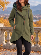 Solid Colour Printed Hooded Long Sleeve Jacket – foto 1