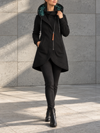 Solid Colour Printed Hooded Long Sleeve Jacket – foto 3