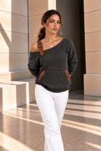 Dakota™ | One-Shoulder Sweater met Textuur